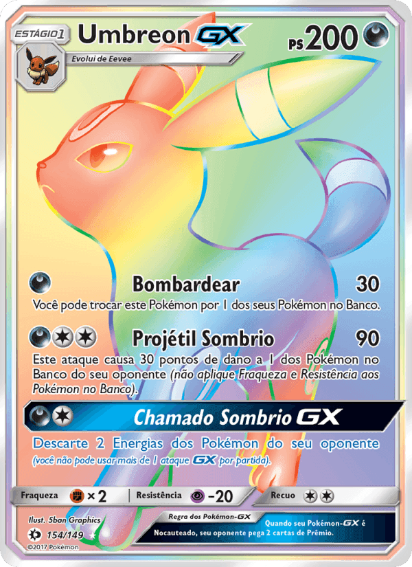 Umbreon GX, carta 154 de Sol e Lua