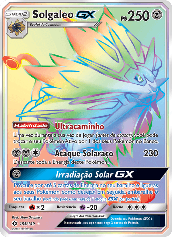 Solgaleo GX, carta 155 de Sol e Lua