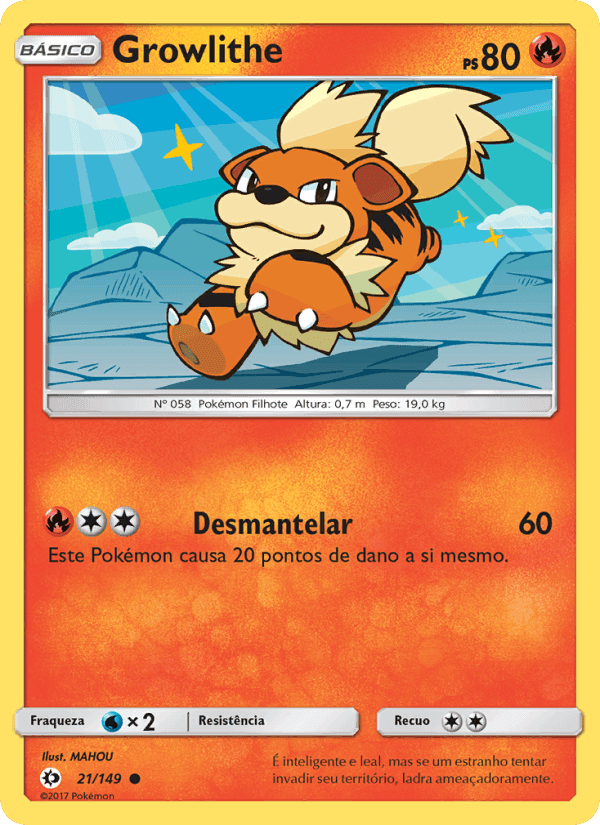 Growlithe, carta 21 de Sol e Lua