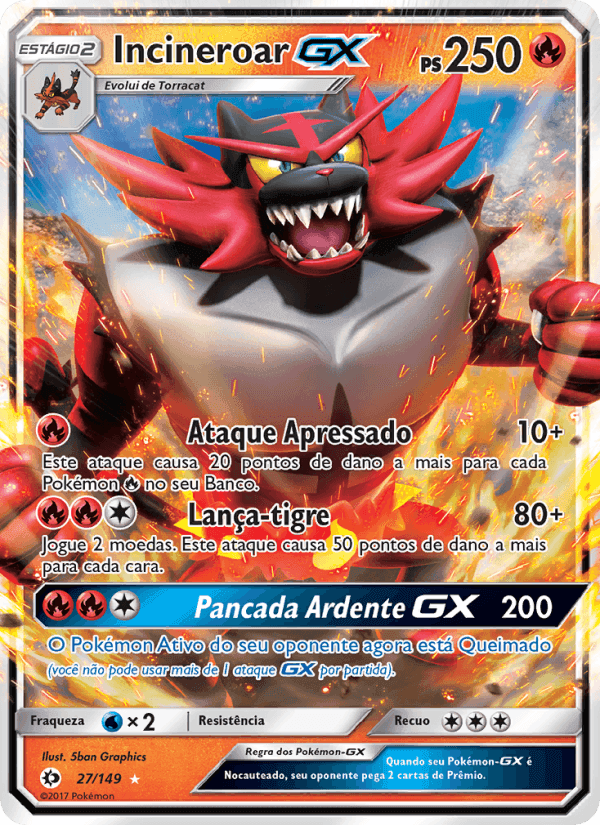 Incineroar GX, carta 27 de Sol e Lua