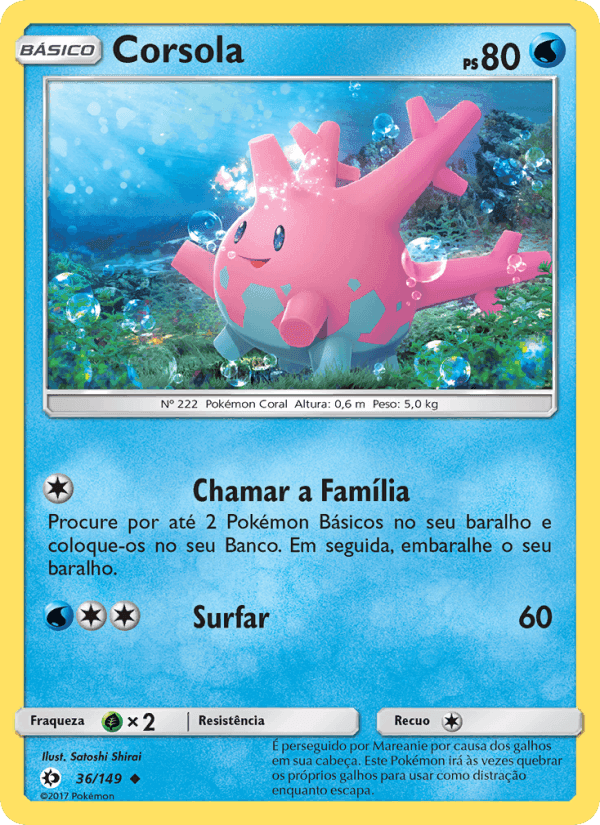 Corsola, carta 36 de Sol e Lua