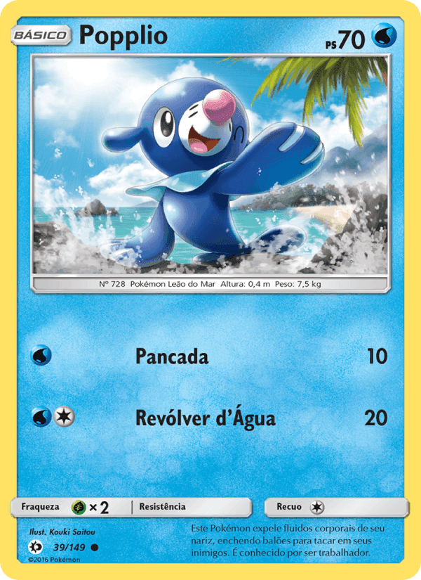 Popplio, carte 39 de Sol e Lua