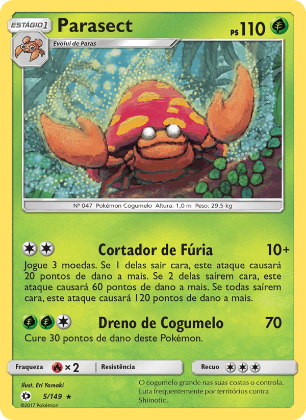 Parasect, carte 5 de Sol e Lua