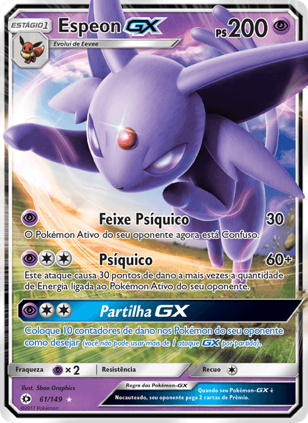 Espeon GX, card 61 from Sol e Lua