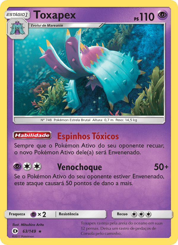Toxapex, card 63 from Sol e Lua