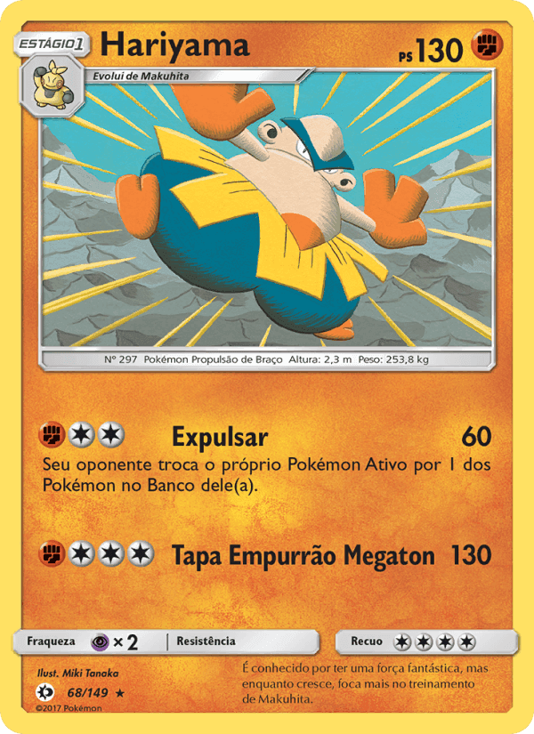 Hariyama, card 68 from Sol e Lua