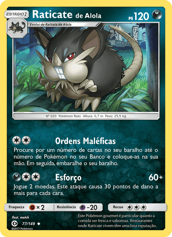 Raticate de Alola, carta 77 de Sol e Lua