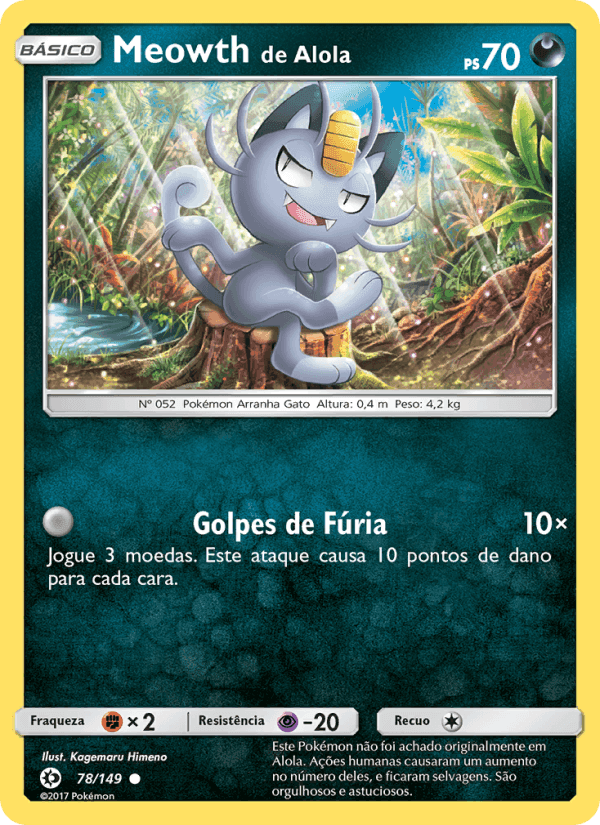 Meowth de Alola, carta 78 de Sol e Lua