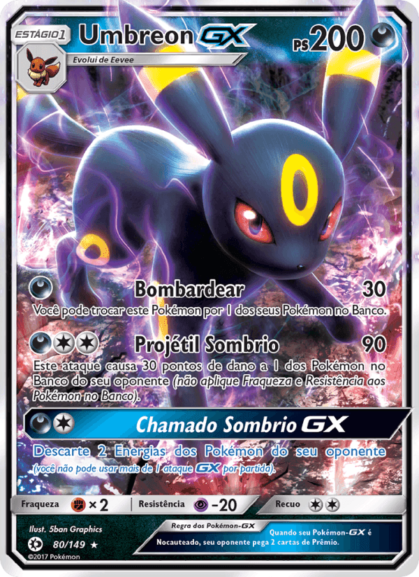 Umbreon GX, carta 80 de Sol e Lua