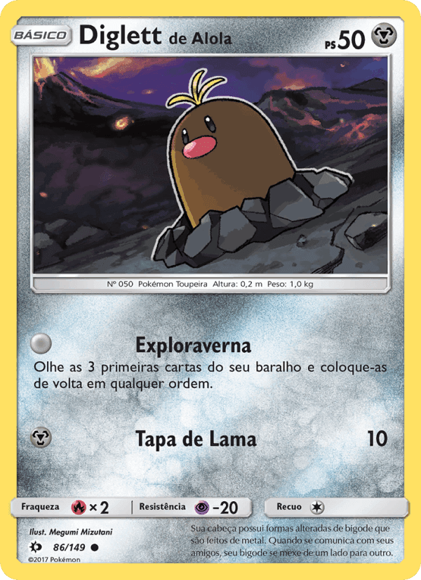 Diglett de Alola, carta 86 de Sol e Lua