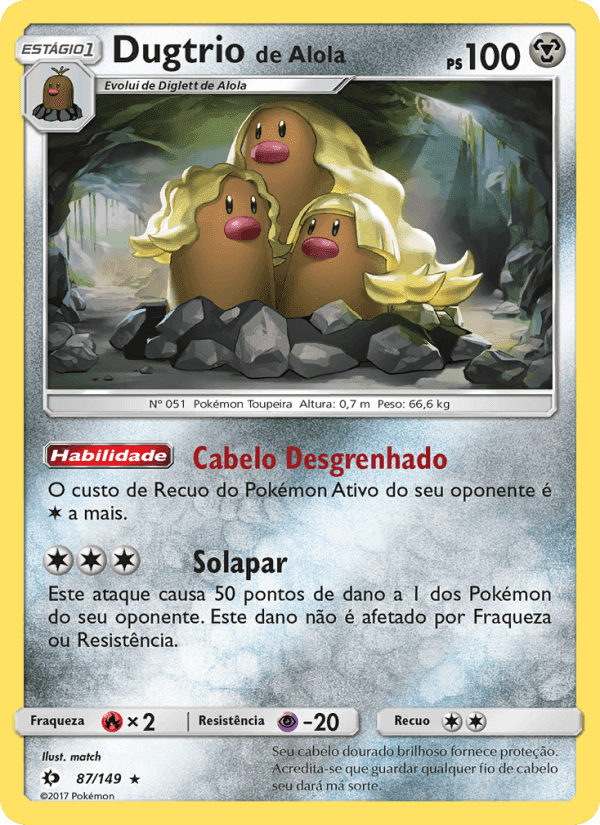 Dugtrio de Alola, carta 87 de Sol e Lua