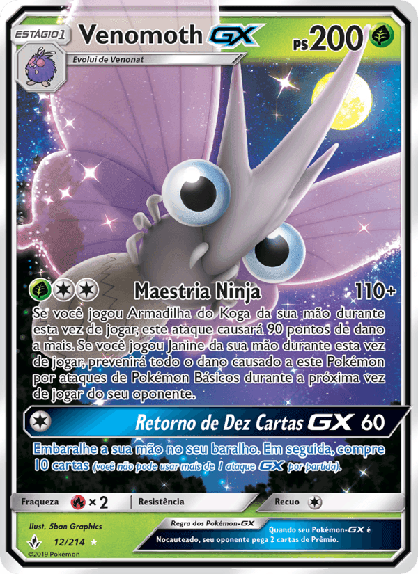 Venomoth GX, carta 12 di Elos Inquebráveis