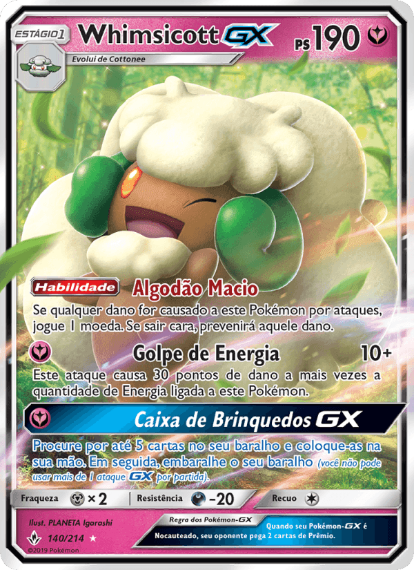 Whimsicott GX, carta 140 di Elos Inquebráveis