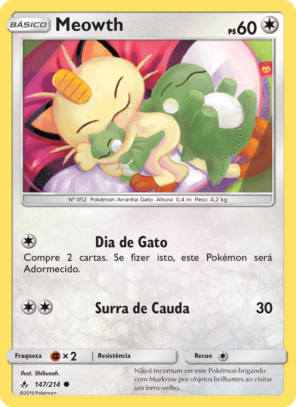 Meowth, carta 147 de Elos Inquebráveis