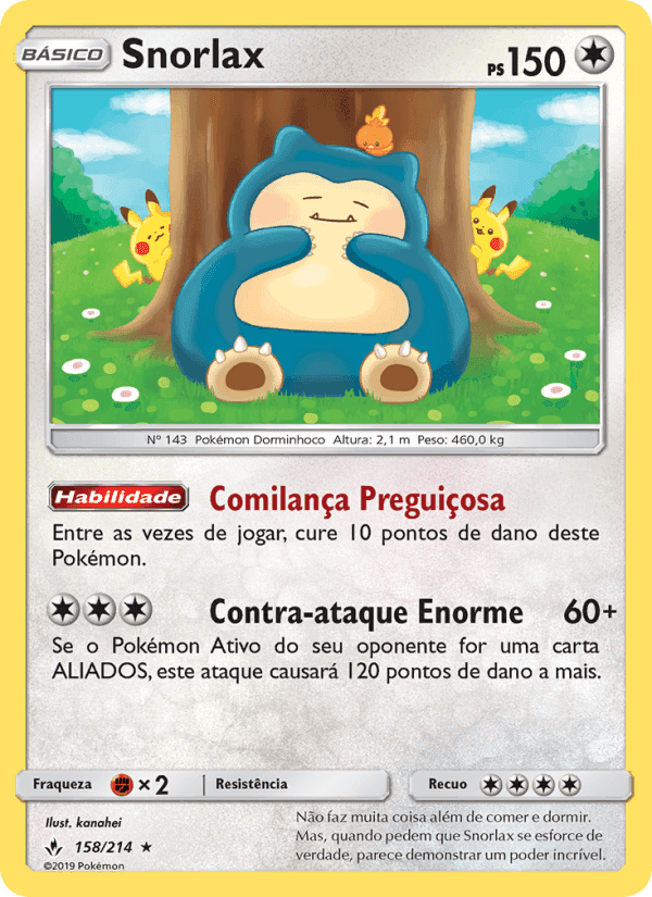 Snorlax, carta 158 de Elos Inquebráveis