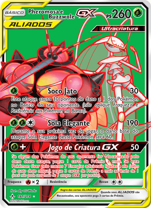 Pheromosa e Buzzwole GX, card 191 from Elos Inquebráveis