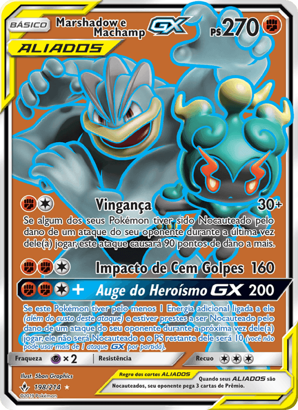 Marshadow e Machamp GX, carta 198 de Elos Inquebráveis
