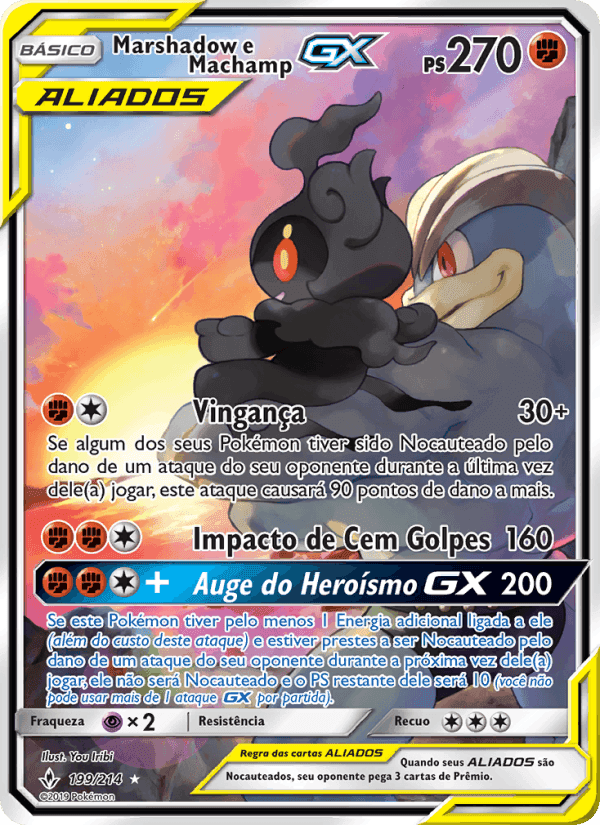 Marshadow e Machamp GX, card 199 from Elos Inquebráveis