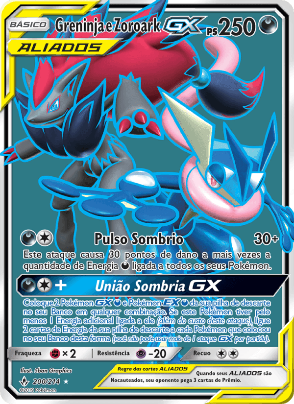 Greninja e Zoroark GX, carta 200 de Elos Inquebráveis