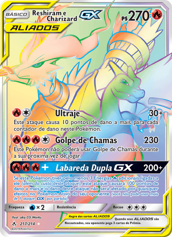Reshiram e Charizard GX, card 217 from Elos Inquebráveis