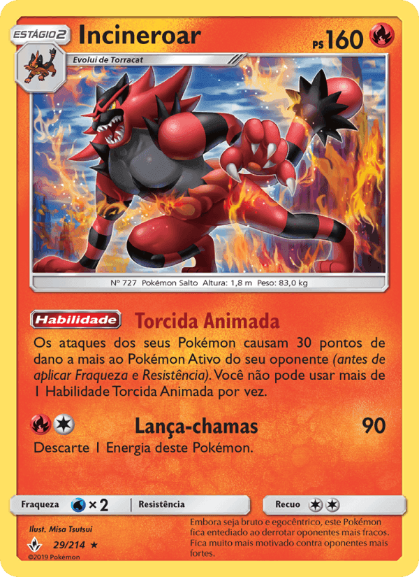 Incineroar, card 29 from Elos Inquebráveis