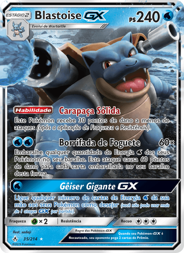 Blastoise GX, carta 35 di Elos Inquebráveis