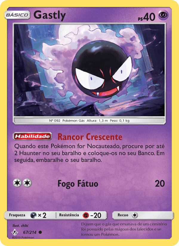 Gastly, card 67 from Elos Inquebráveis
