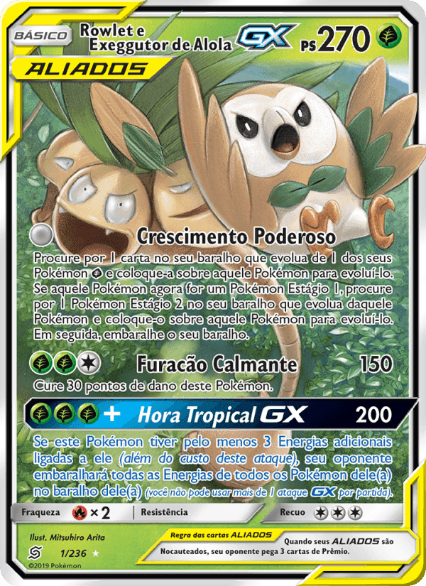 Sintonia Mental  の 1 番、Rowlet e Exeggutor de Alola GX