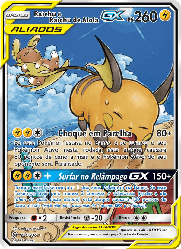 Raichu e Raichu de Alola GX, carte 221 de Sintonia Mental