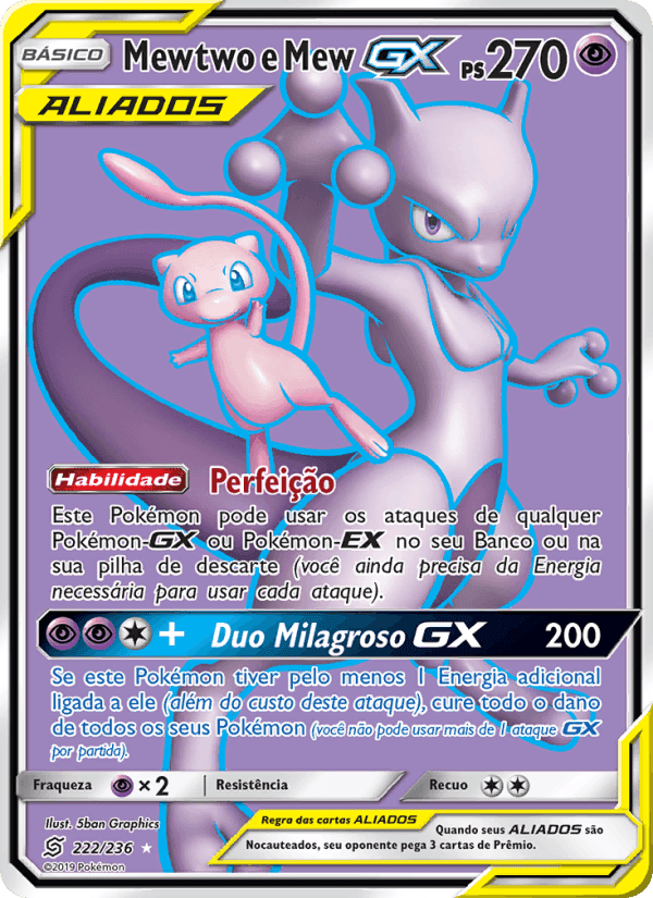 Mewtwo e Mew GX, card 222 from Sintonia Mental