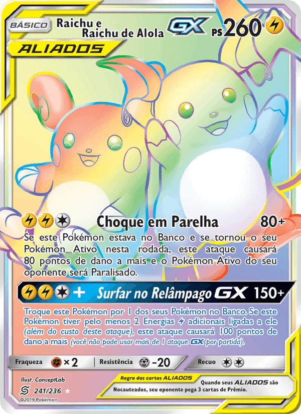 Raichu e Raichu de Alola GX, carte 241 de Sintonia Mental 
