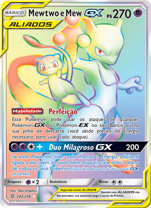 Mewtwo e Mew GX, carta 242 de Sintonia Mental 