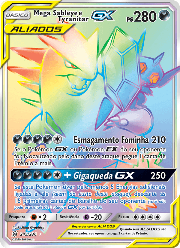 Mega Sableye e Tyranitar GX, carta 245 de Sintonia Mental
