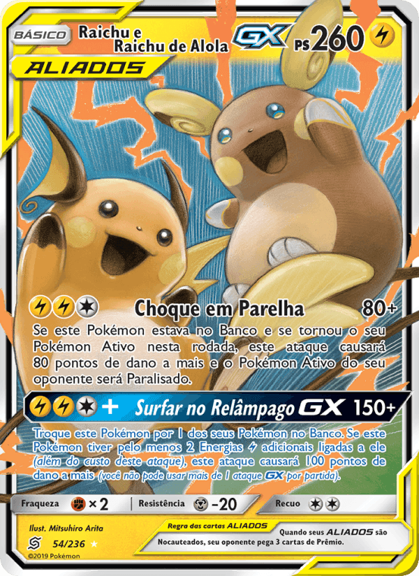 Raichu e Raichu de Alola GX, carte 54 de Sintonia Mental