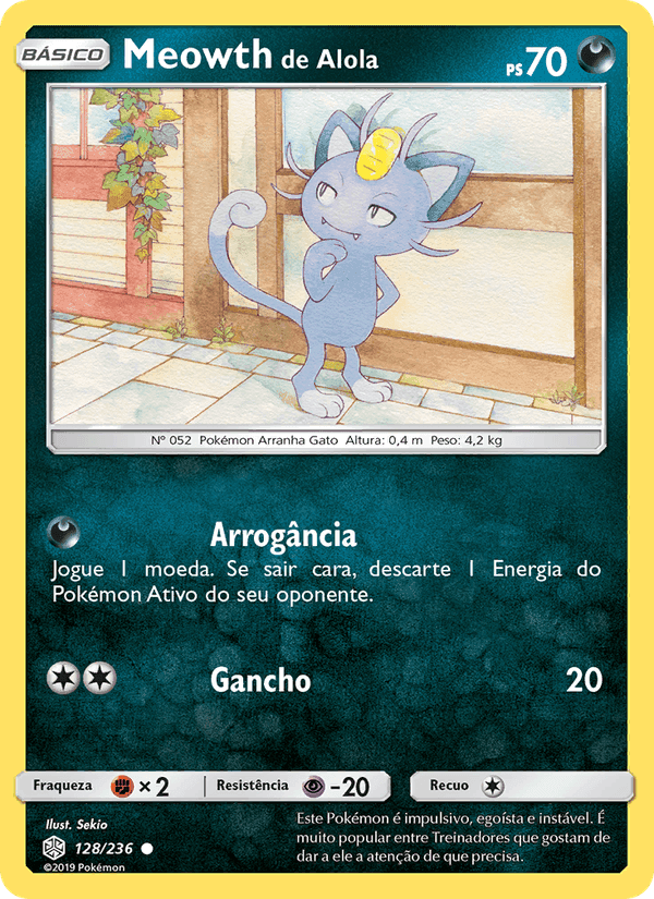 Meowth de Alola, carta 128 de Eclipse Cósmico