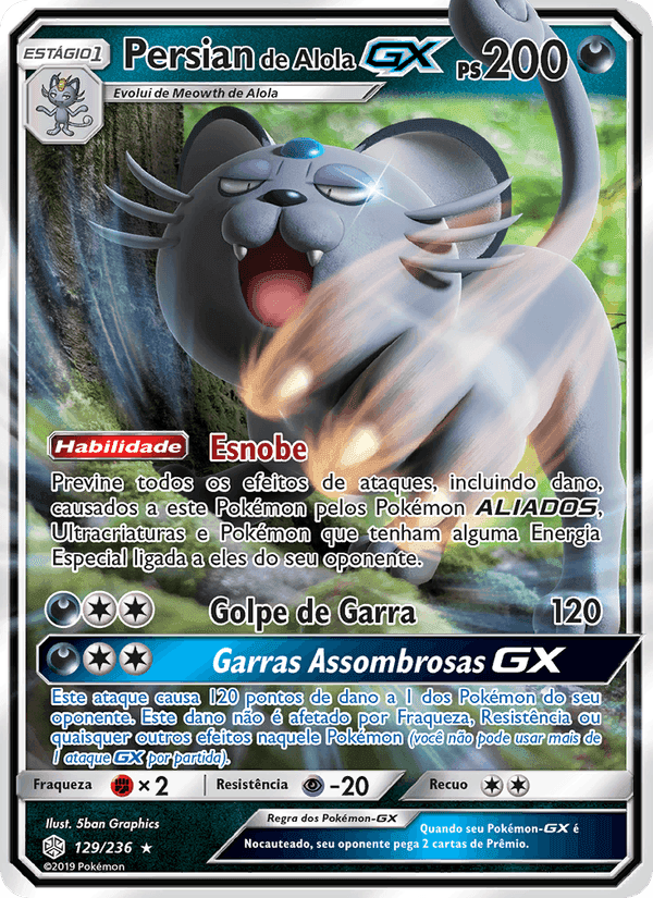 Persian de Alola GX, carta 129 de Eclipse Cósmico