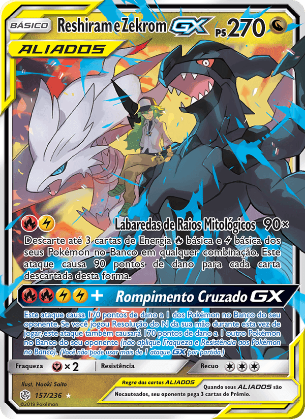 Reshiram e Zekrom GX, card 157 from Eclipse Cósmico