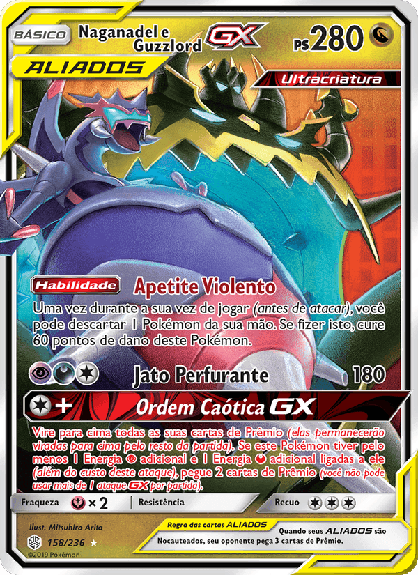 Naganadel e Guzzlord GX, carta 158 de Eclipse Cósmico