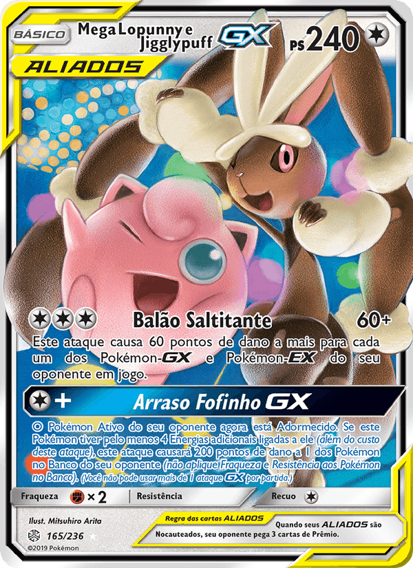 Mega Lopunny e Jigglypuff GX, card 165 from Eclipse Cósmico
