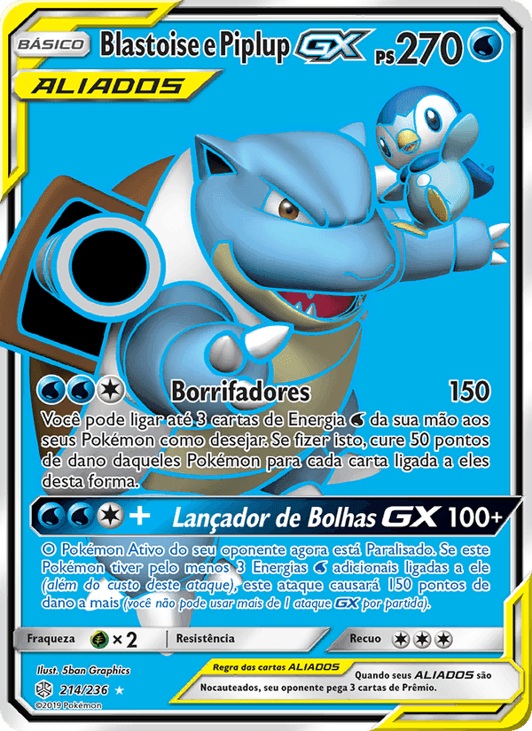 Blastoise e Piplup GX, card 214 from Eclipse Cósmico