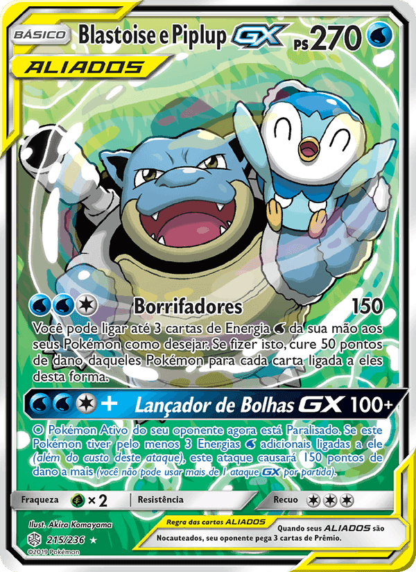 Blastoise e Piplup GX, card 215 from Eclipse Cósmico
