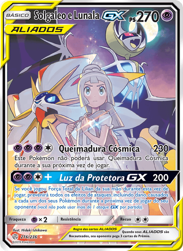 Solgaleo e Lunala GX, carte 216 de Eclipse Cósmico