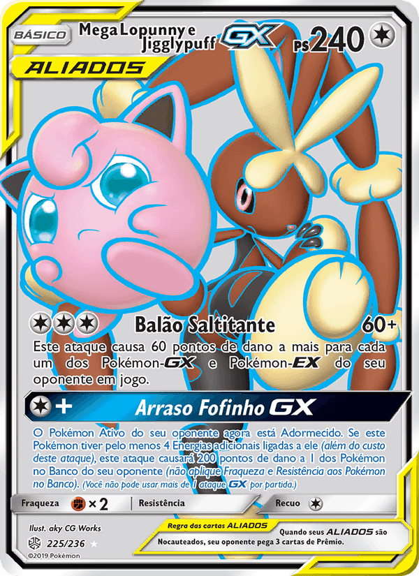Mega Lopunny e Jigglypuff GX, carta 225 di Eclipse Cósmico