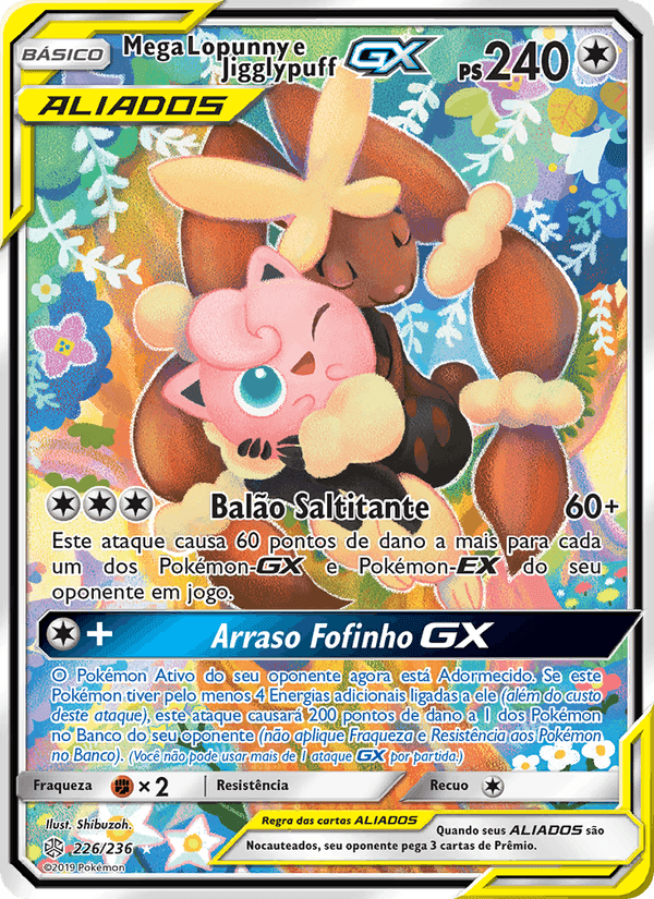 Mega Lopunny e Jigglypuff GX, card 226 from Eclipse Cósmico