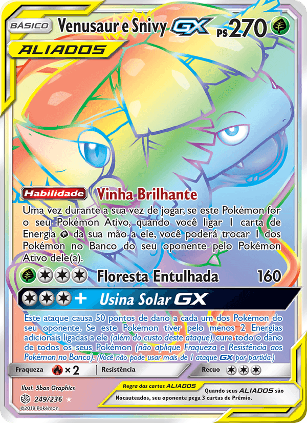 Venusaur e Snivy GX, card 249 from Eclipse Cósmico