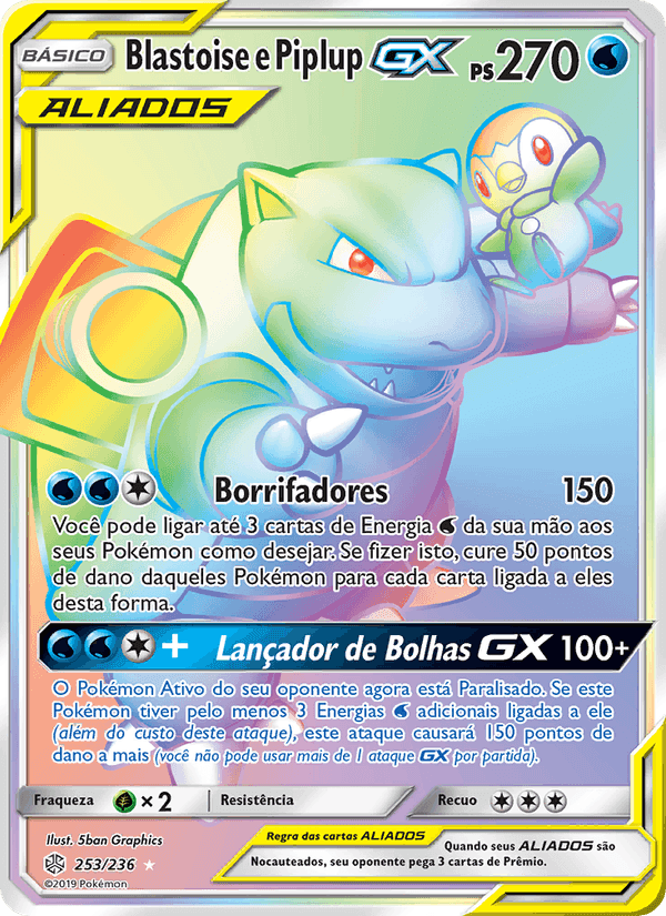 Blastoise e Piplup GX, carte 253 de Eclipse Cósmico