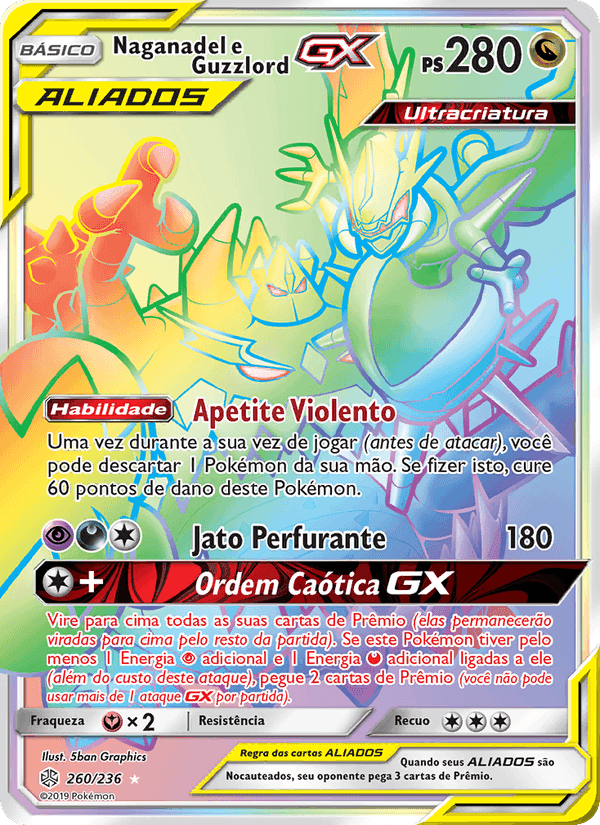 Naganadel e Guzzlord GX, carta 260 de Eclipse Cósmico