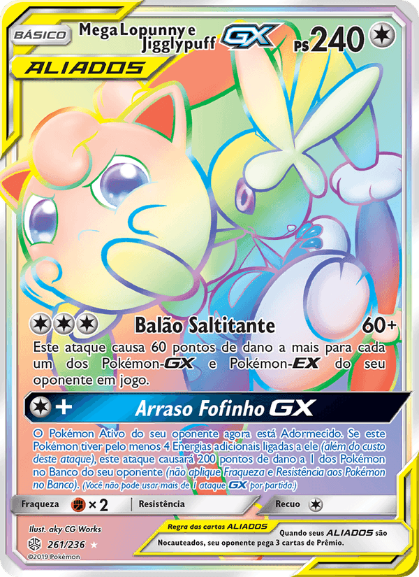 Mega Lopunny e Jigglypuff GX, carta 261 de Eclipse Cósmico