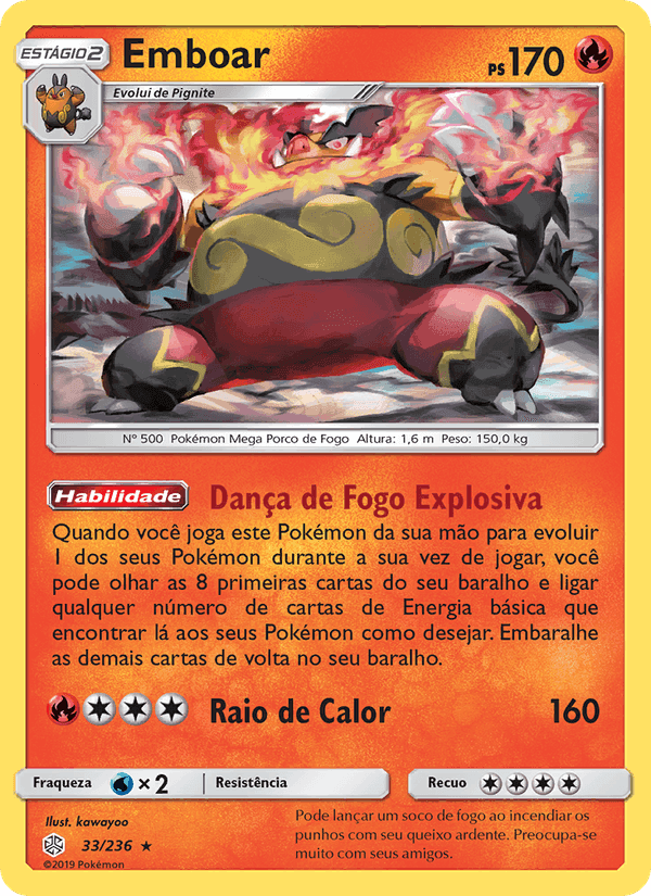 Emboar, card 33 from Eclipse Cósmico