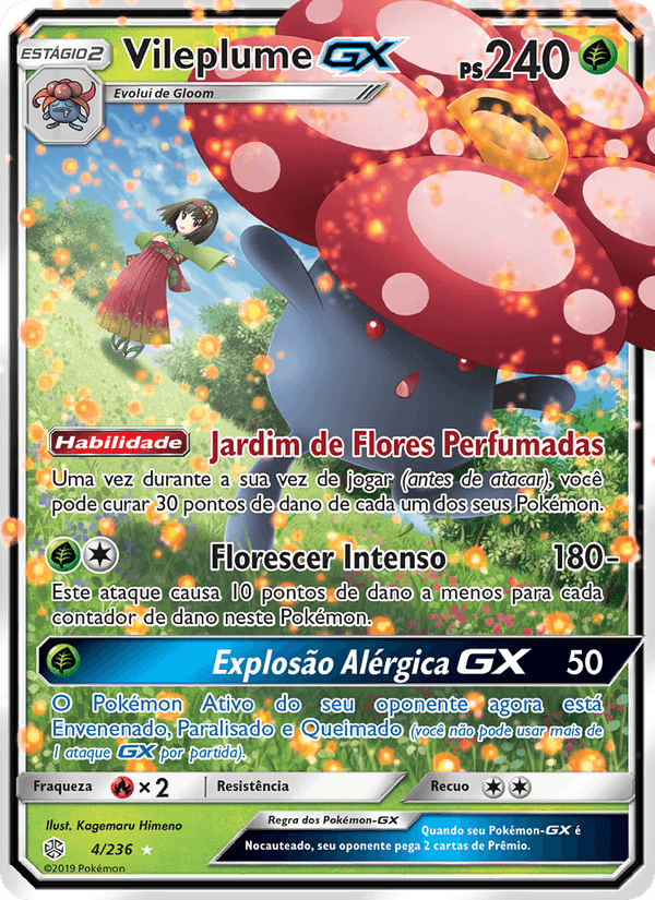 Vileplume GX, card 4 from Eclipse Cósmico
